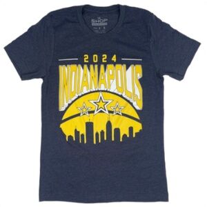 Indianapolis 2024 All-Star Basketball Weekend Tee – Navy & Gold Graphic